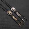 Vintage Western Cowboy Hat Necklace Unisex Metal Feather Necktie Long Pendant Chain  Western Style