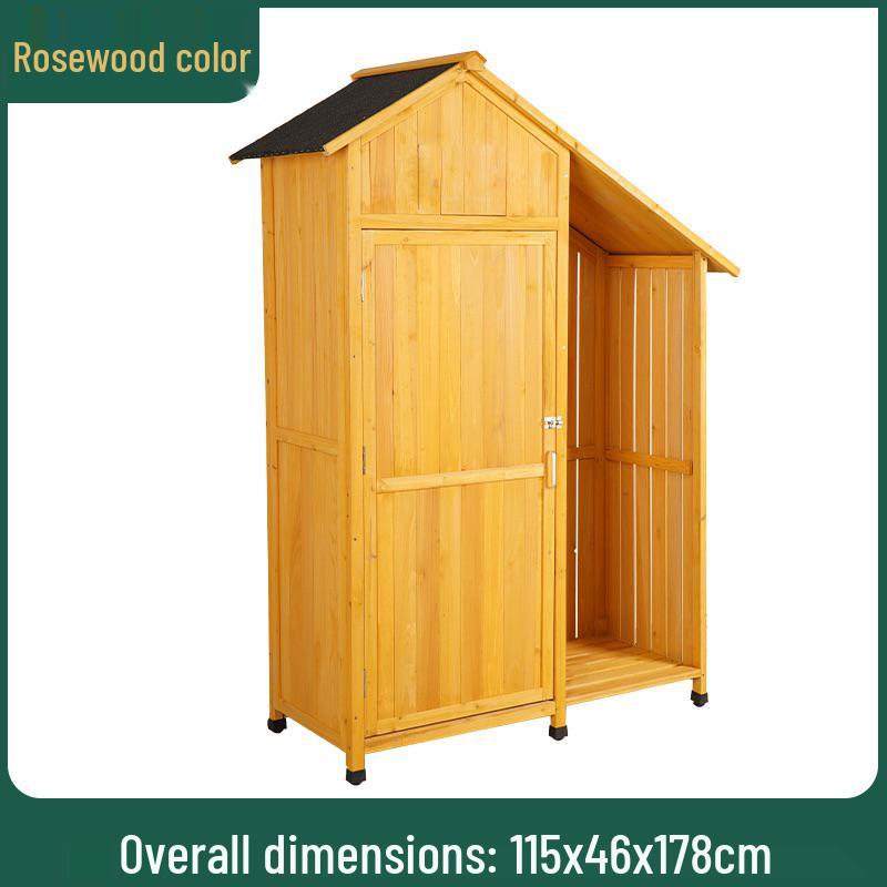 Waterproof Outdoor Wooden Storage Cabinet for Garden Tools - Anti-Corrosion and Sun Protection, Ideal for Courtyard and Balcony Use.