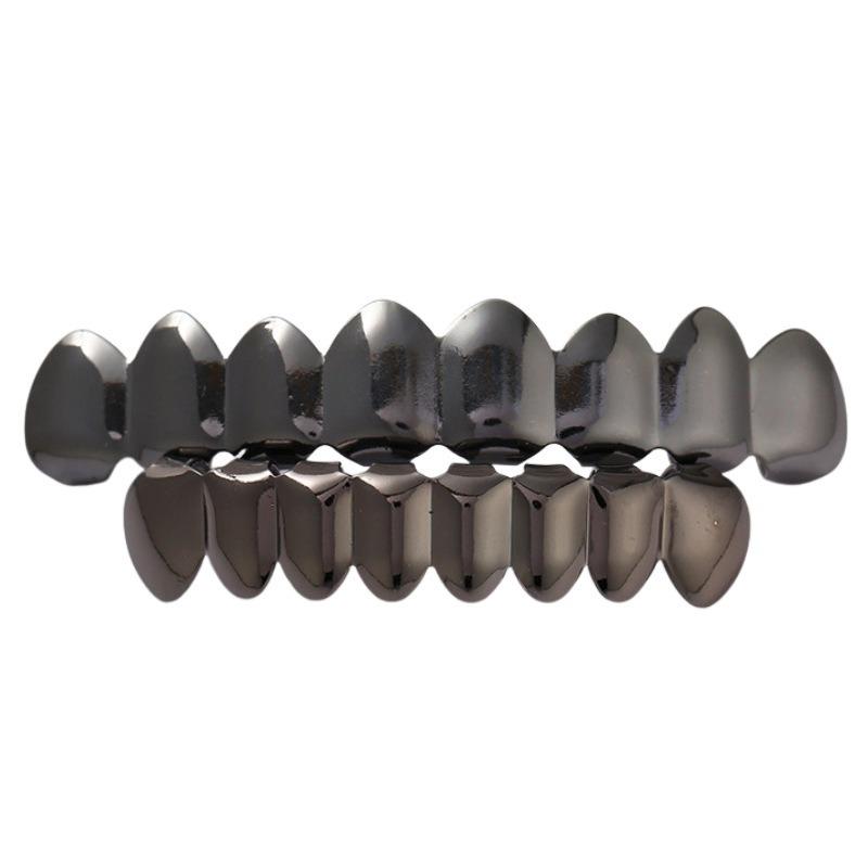 Hip Hop 6/6 Teeth Grills Hip Hop 14K Gold Plated Tooth Caps Decor Braces Punk Cosplay Party Braces For Fashion Women Men Jewelry