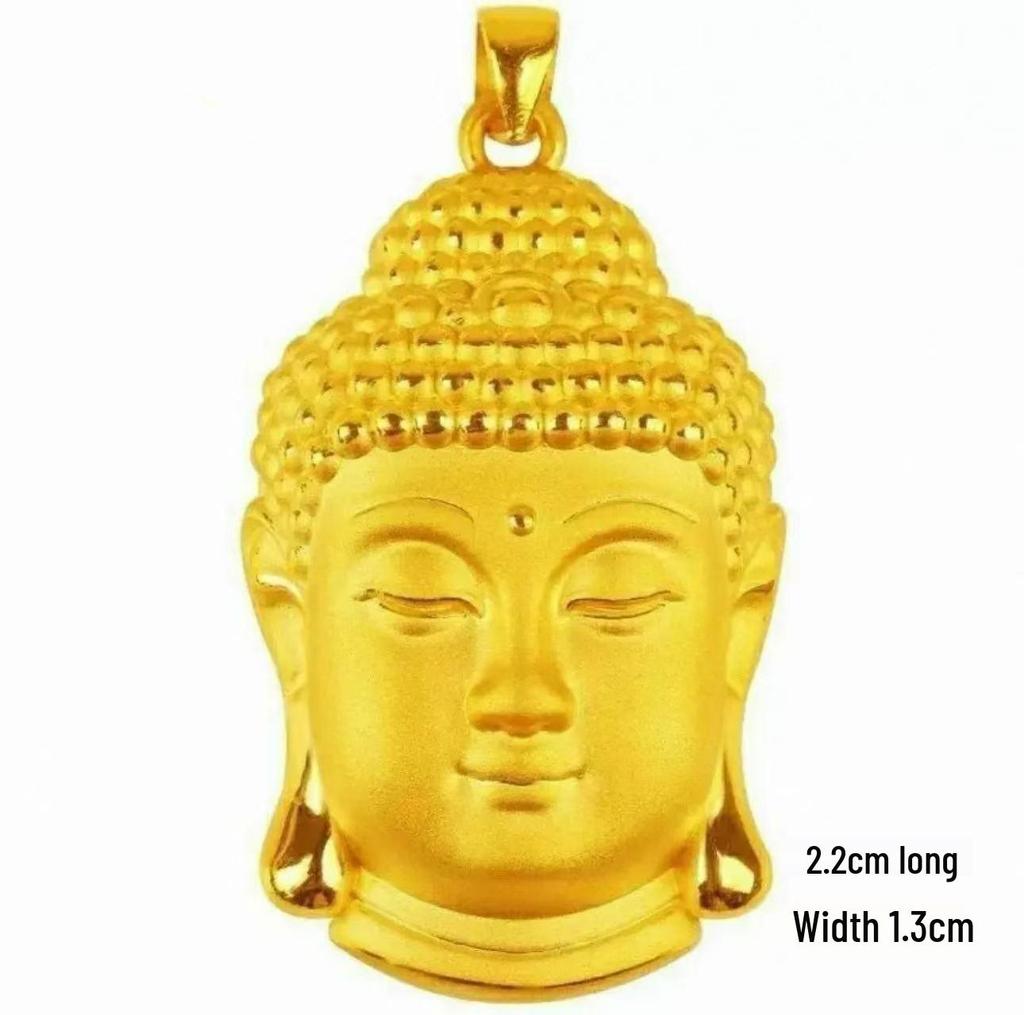Vergoldete Damen Buddha Kopf Anhänger Halskette mit Sicherheitsverschluss - Hochwertiges simuliertes Gold Tathagata Schmuckaccessoire