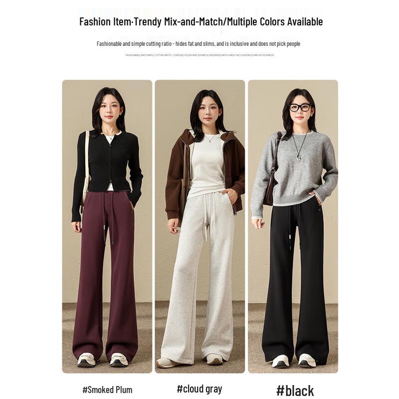 JEANSWEST Women's High-Waist Combed Cotton Casual Flare Pants