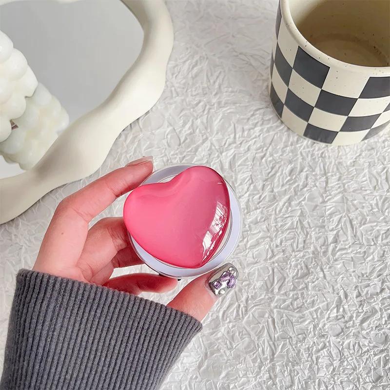 Solid Color Glass Love Cell Phone Airbag Holder Magnetic Removable Desktop Support Portable Retractable Cell Phone Holder