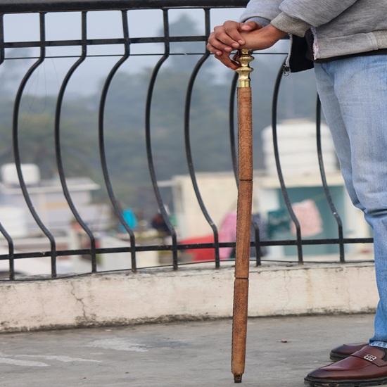 93.98 cm Victorian Royal Brass Walking Cane, Fully Handmade Leather Stitched Walking Stick, Gift for Him, Christmas Gift