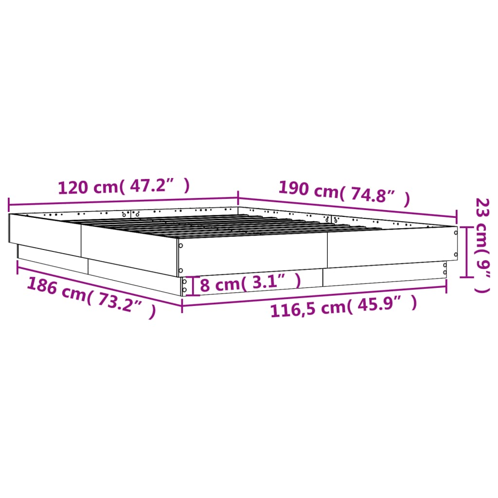 LED Bed Frame In Smoked Oak 120 X 190 Cm