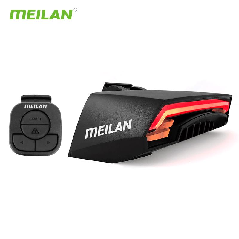 Meilan X5 Bicycle Brake Taillight with Remote Turn Signal, USB Rechargeable Laser Warning LED Light