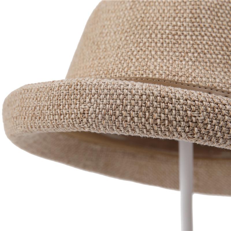 Linen Hat Women'S Summer Sunscreen Thin Celebrity Style Dome Bucket Hat Fashion Versatile Sunshade Beach Top Hat