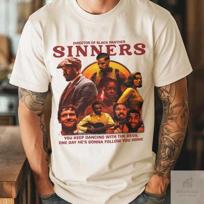 Sinners Film T-Shirt 2025 Unisex Horror Action Film Tee Lieblingsfilm 2025 S Unisex T-Shirt