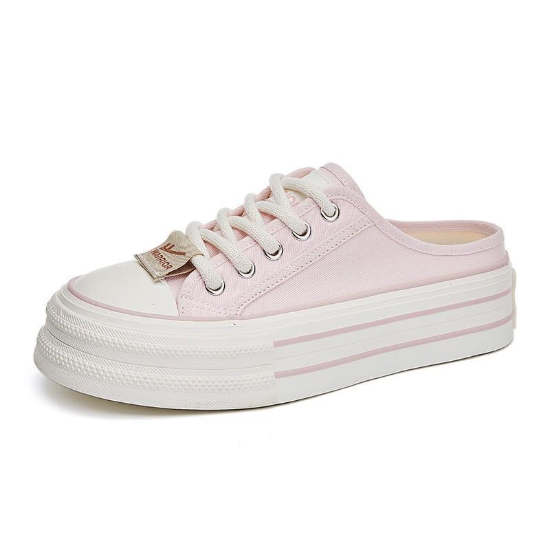 

Lemon yellow lazy half slippers outdoor comfortable high-value canvas shoes women s daily essential platform casual shoes 35 розовый