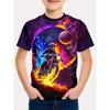 Boys 3D Print Dirt Bike Graphic T-Shirt, Cool Motocross Rider Short Sleeve