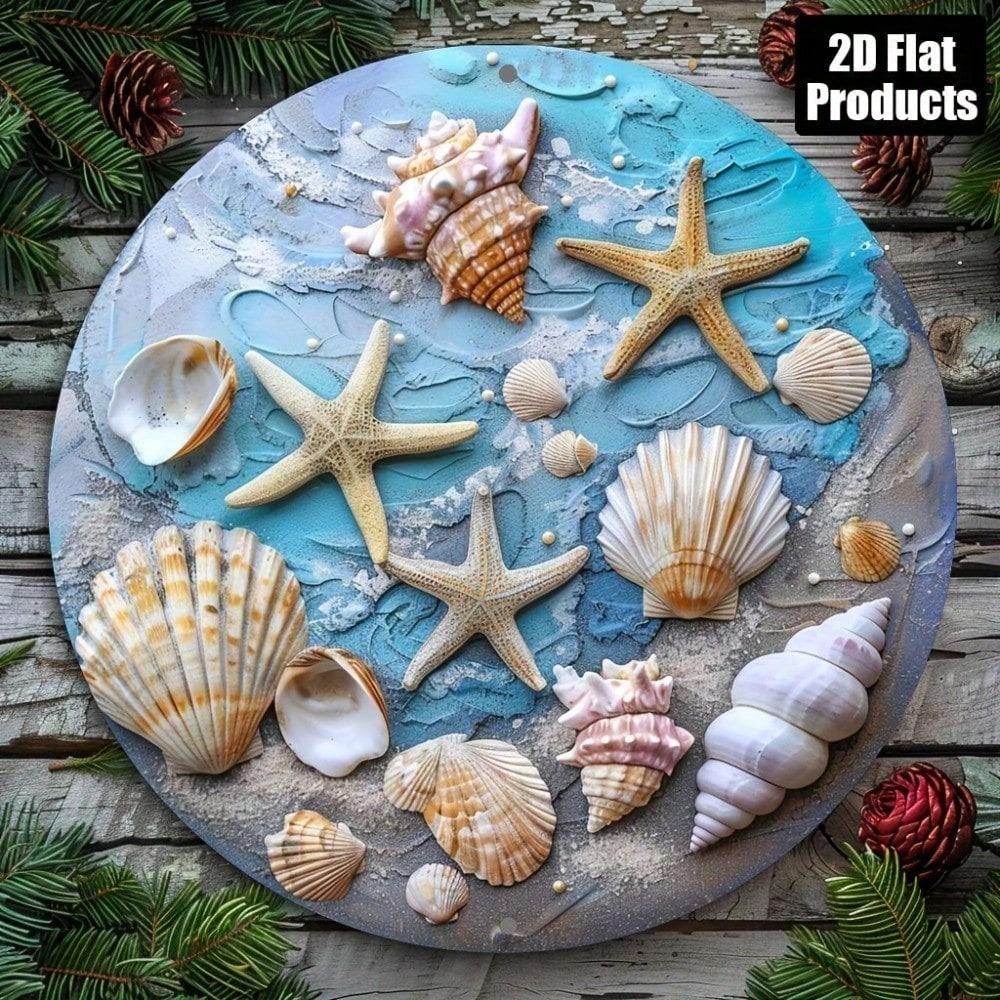 Vintage Metal Wall Art Starfish Seashell for Living Room