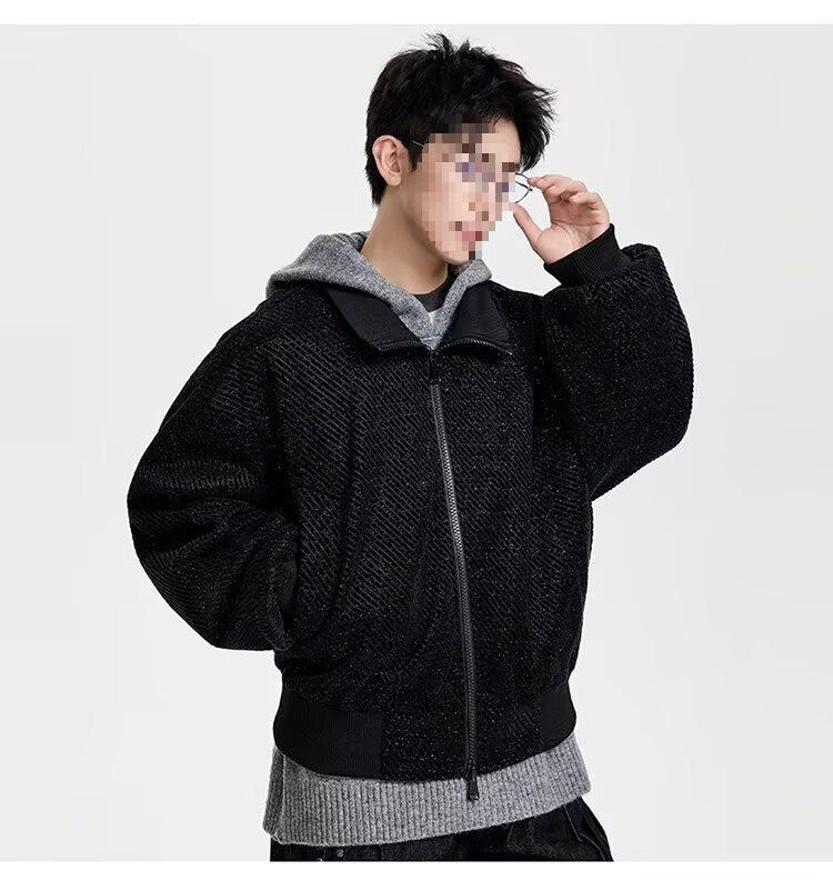 Men's Hong Kong Style Woolen Coat - Spring/Autumn Casual Couple Workwear Jacket, Trendy & Versatile Top