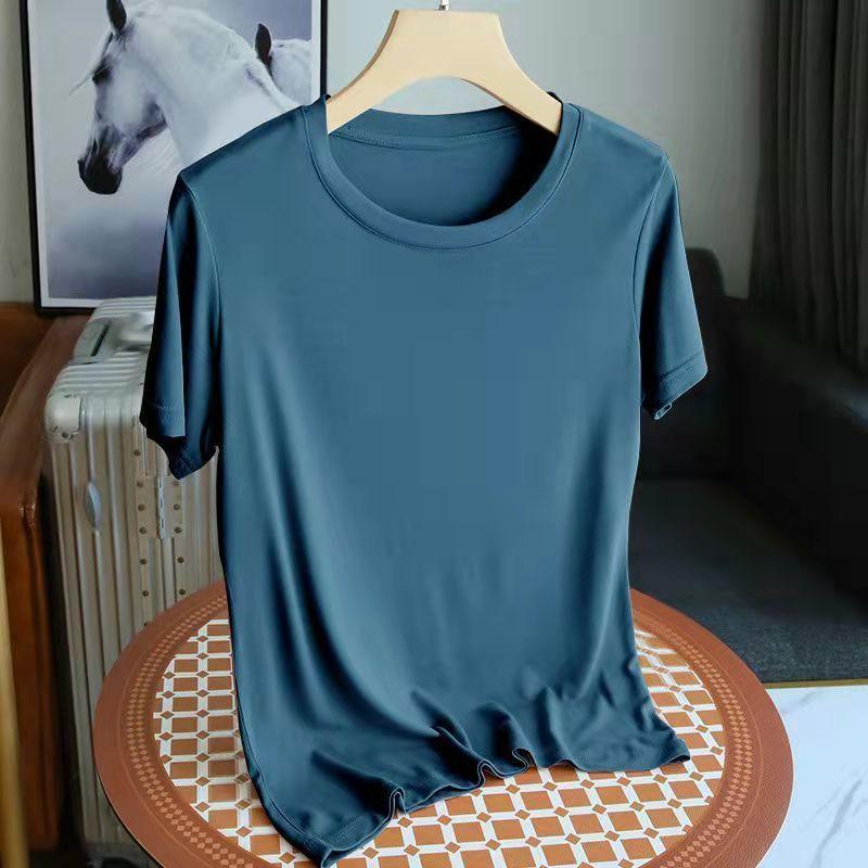 Women's Short-sleeved Modal Short-sleeved Loose T-shirt Solid Color Tops Round Neck Thin Section Bottoming Shirt