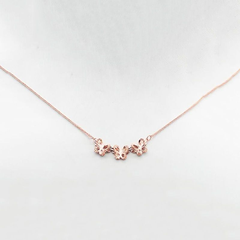 Purple Gold Butterfly Necklace, Simple Niche Temperament, Elegant Rose Gold-Plated Color Gold Chain