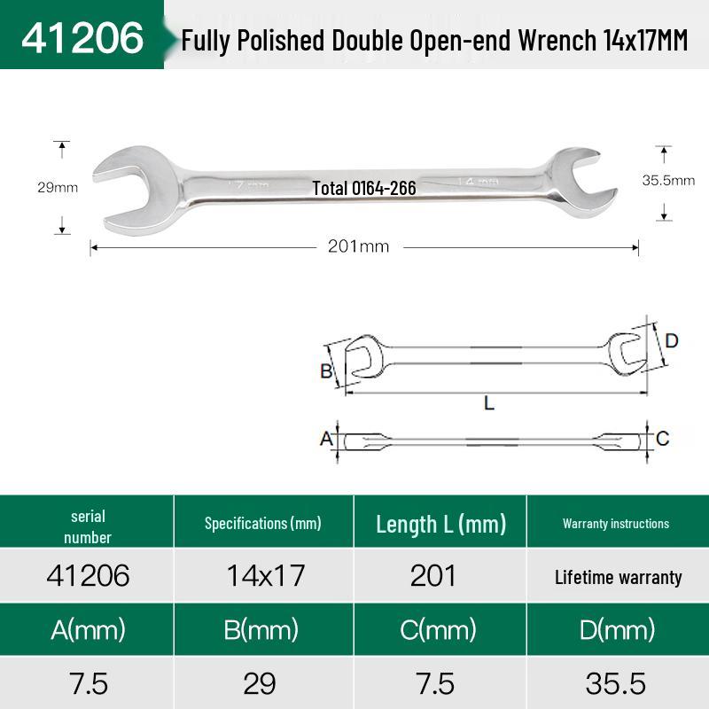 SATA Double-Headed Open-End Spanner Set: 8/10/12/14/17/19/22mm Fixed Forked Wrench
