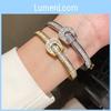 Stainless Steel Zircon Horsebit Bracelet With Geometric Design For Fashionable Women