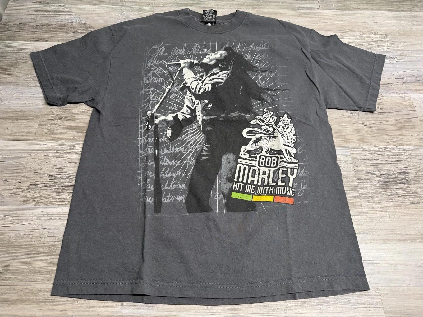 Vintage Bob Marley Zion Rootswear T-Shirt Hit Me With Music Y2K Mens Size XL XL