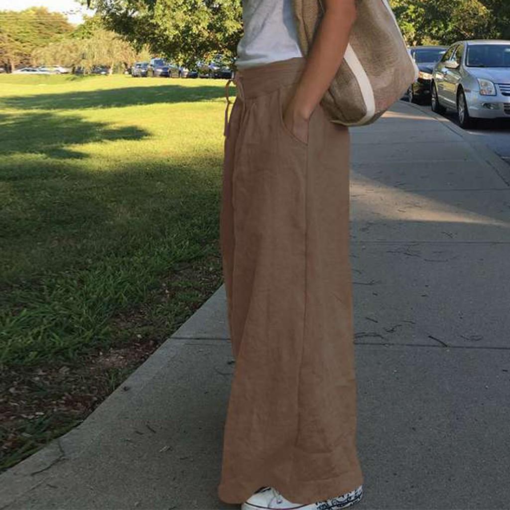 Women Casual Ankle-Length Pants Loose Hot Pants Cotton And Linen Long Trousers