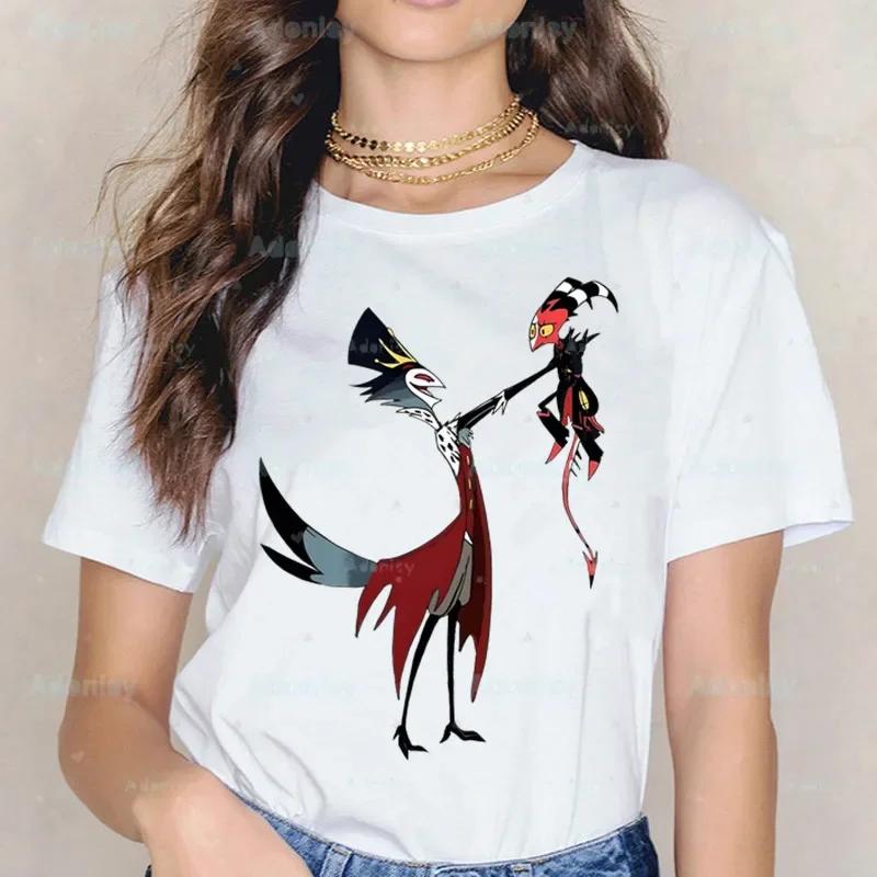 Cartoons Helluva Boss T-shirts Women Summer Graphic Tees Funny Shirts For Woman Tshirts Crew Neck Harajuku Tops