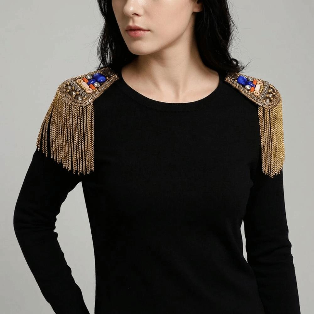 Brooch Fringe Shoulder Mark Epaulet Beads Epaulette Retro Tassel Chain Shoulder Board Cosplay