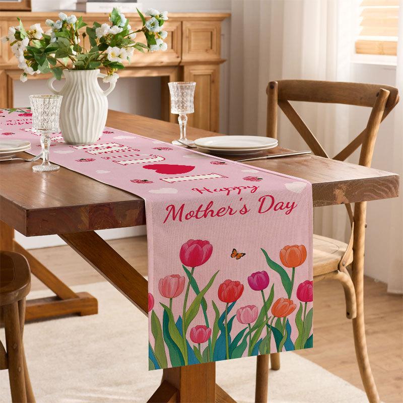 

Mother s Day table flag linen style home holiday atmosphere kitchen dining table decoration TV cabinet coffee table tablecloth 30x50