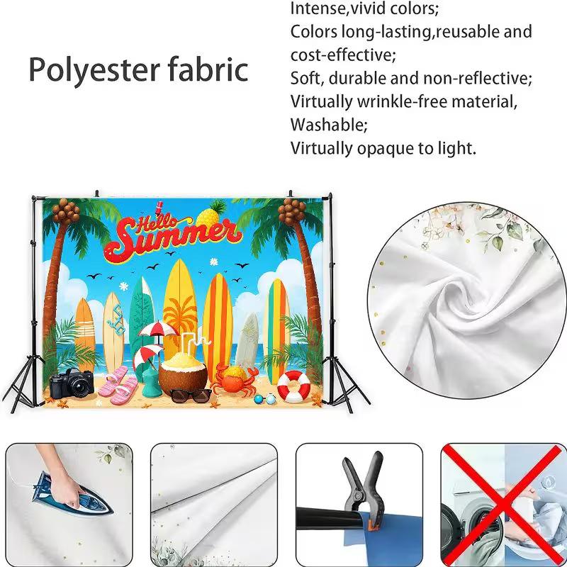 2D Printing Hello Summer Beach Backdrop for Kids & Studio Shoots