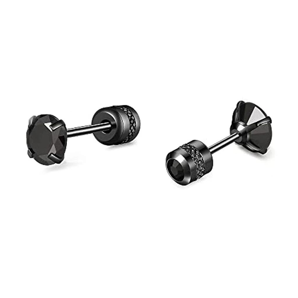 Glamorous Stainless Steel & Zircon Stud Earrings for Men – Hypoallergenic 5-Pairs Set, Durable & Versatile