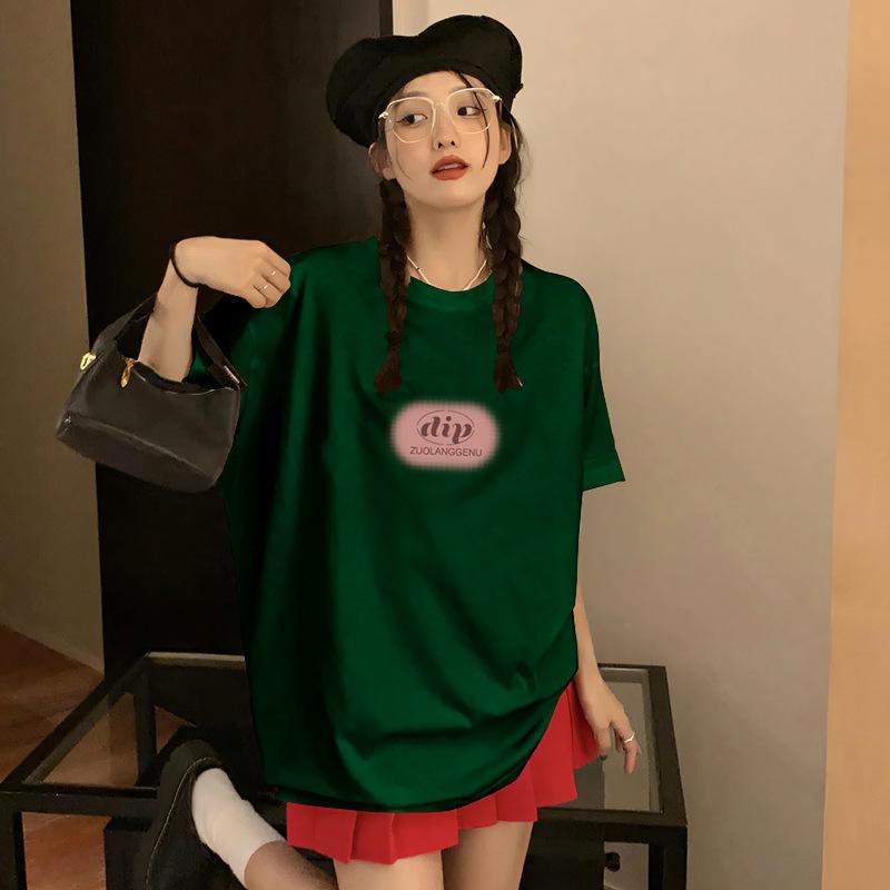 

Guangzhou Thirteen Lines High-quality Women s T-shirt Spring and Summer Age Reduction Crew Neck Printed Front Shoulder Short Sleeve Top S