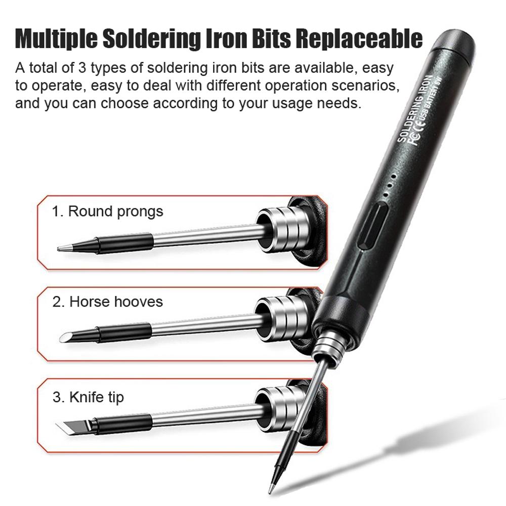 USB Portable Intelligent Electric Soldering Iron Multifunctional Soldering Welding Pen with 300-400℃ Temperature Adjustment Func