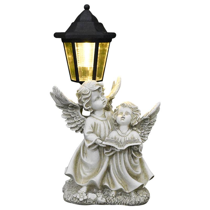JYL TS/094,Resin Reading Angel Solar Outdoor Light Figure Statue for Garden Mini Landscape Ambient Lamp
