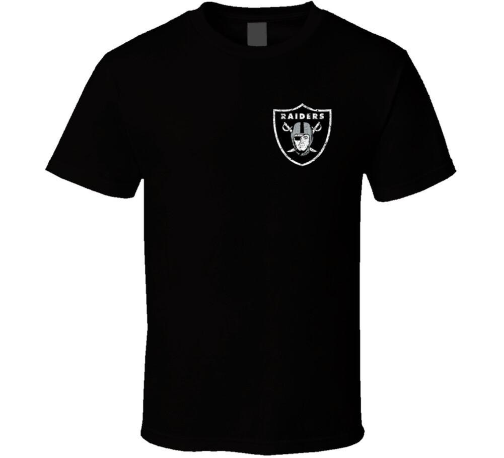 Oakland Raiders Distressed Small Emblem T Shirt Mens Womens Tees Top XL