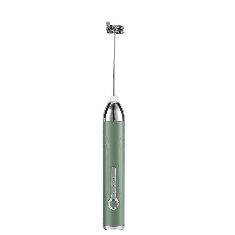Wireless Type-C Rechargeable 3-speed Mini Handheld Milk Frother Coffee Frother Portable Kitchen Cooking Tools Whisk Foam Blender зелёный