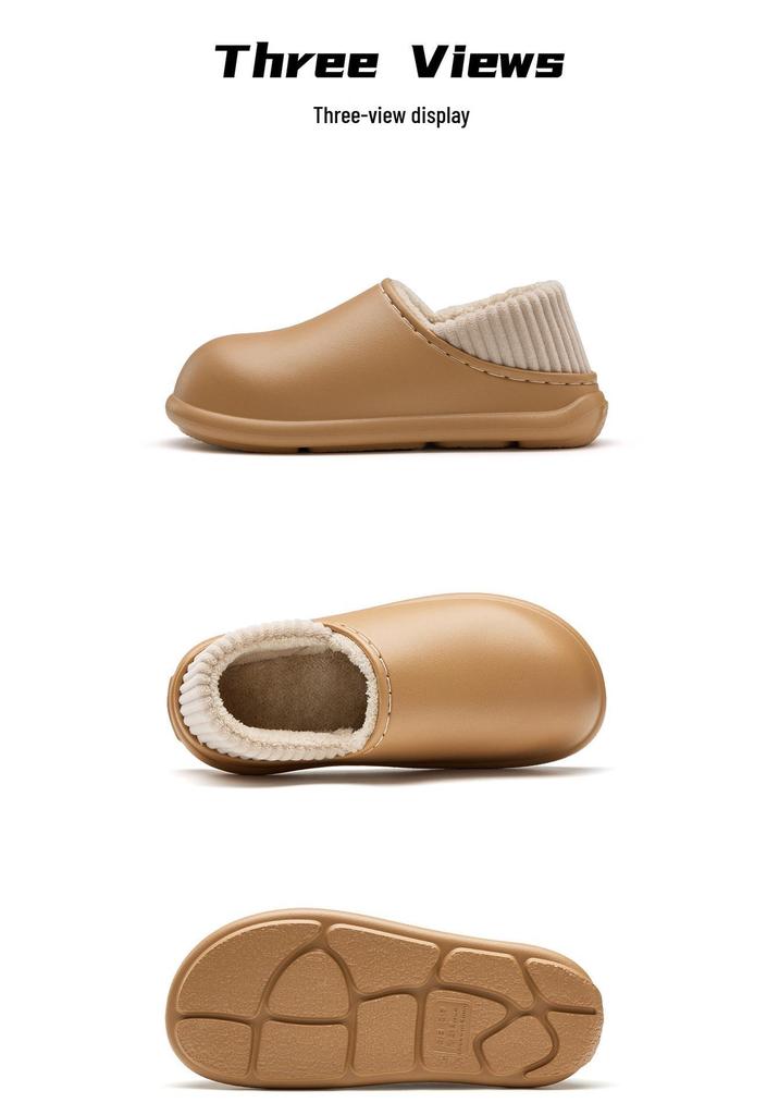 Waterproof Cotton Slippers: Personalized, Non-Slip, Warm Winter Style with Soft Sole for Outdoor and Indoor Use.