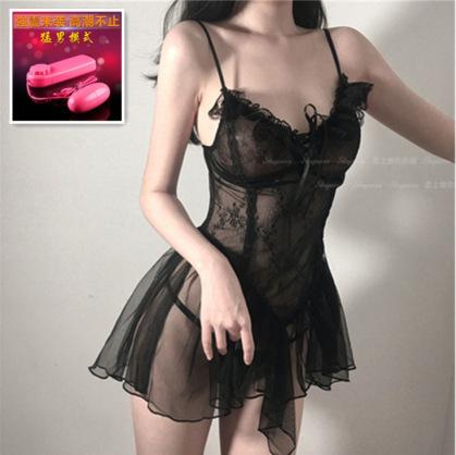 Sexy lingerie pajamas sexy ladies couple uniform seduction pure open suit black lingerie