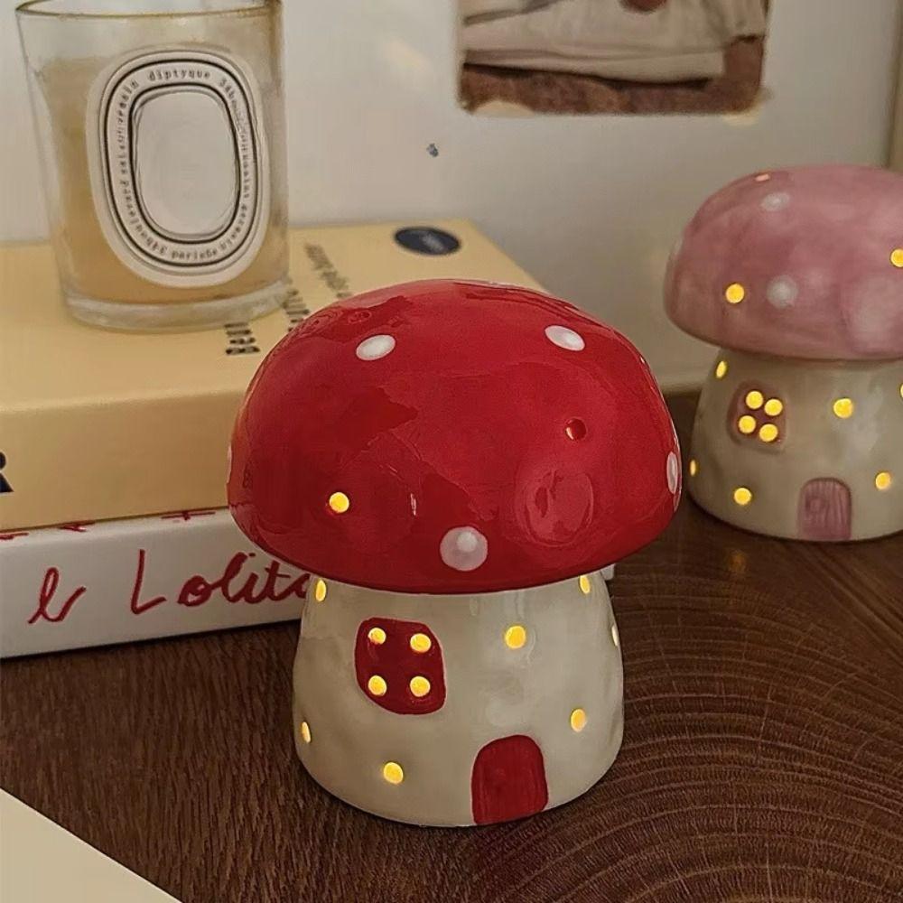 Sleeping Mushroom Night Light Eye Protection Ceramic  Night Light Bedside Night Light  Girl Heart