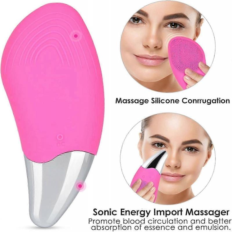 Sonic Facial Cleansing Brush Electric, Waterproof Silicone Face Massager Brush Rechargeable Mini Skin Facial Cleansing Brush(Rose)
