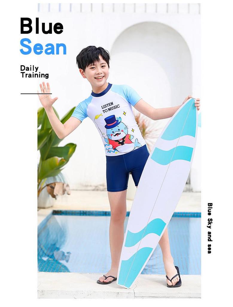 2026 Kids' Cartoon Sun Protection Quick-Dry Split Swimsuit for Boys