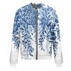 Women's  Outerwear Print Long Sleeve Casual Zipper Tops Cardigan Shirt Slim Jacket For Women