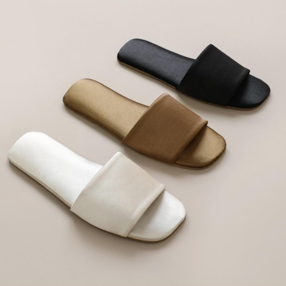Women Slippers Indoor Home Slippers Outside 2025 Summer New Non Slip High End Sense Satin Slippers Women's Shoes Outer Wear