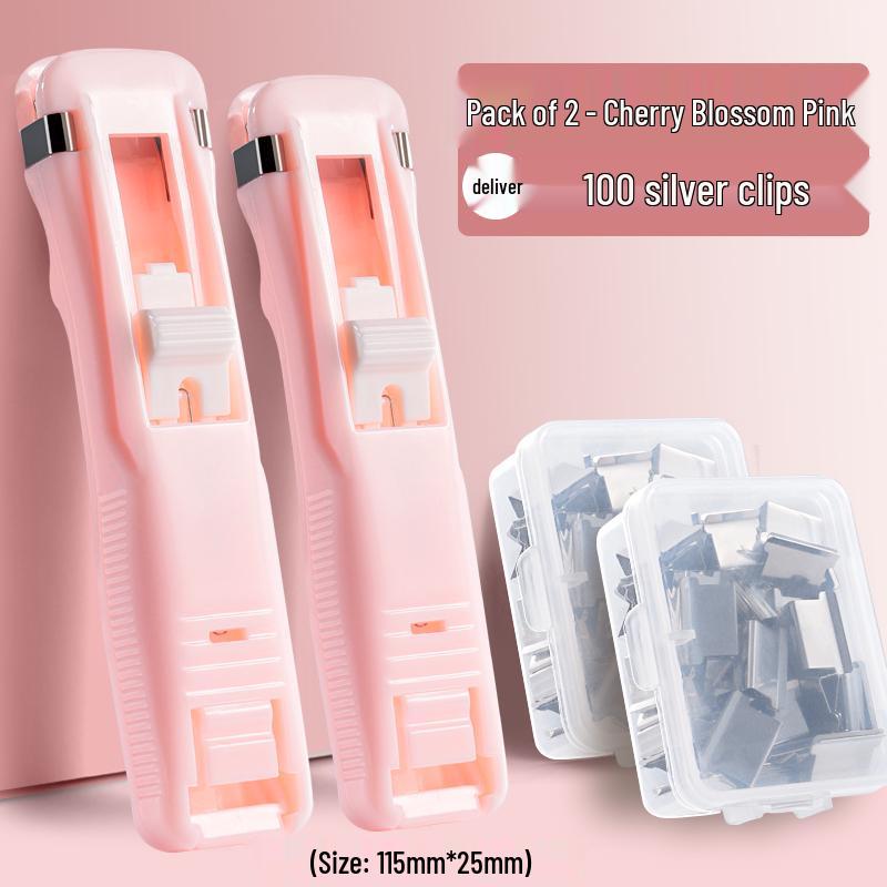 Push Clip and Stapler Set for Organizing Papers and Files