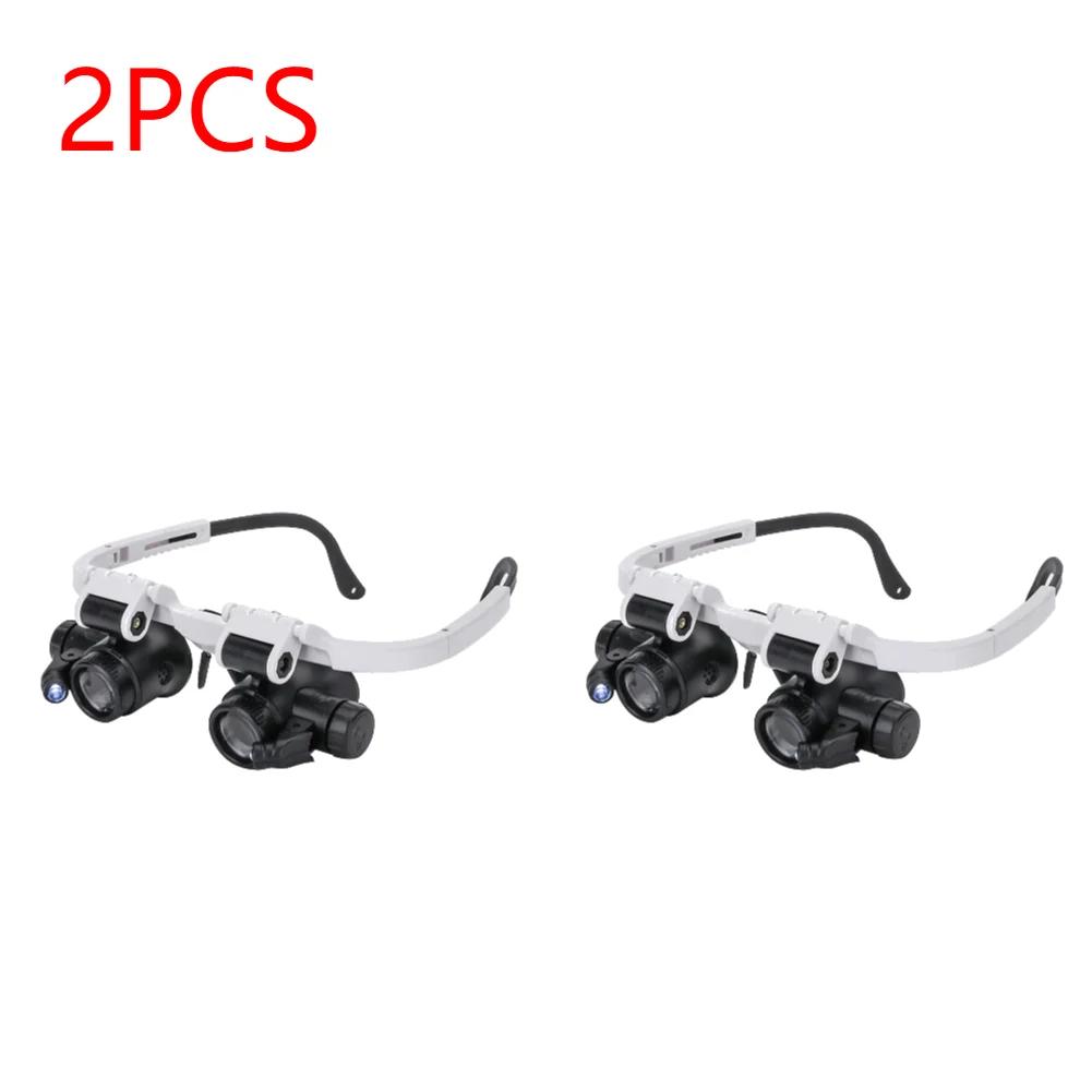 1~10pcs Telescopic Magnifier Glasses Loupes with 2 LED 8X/15X/23X Lens Observation Magnifying Eyewear Jewelers Watchmaker Repair