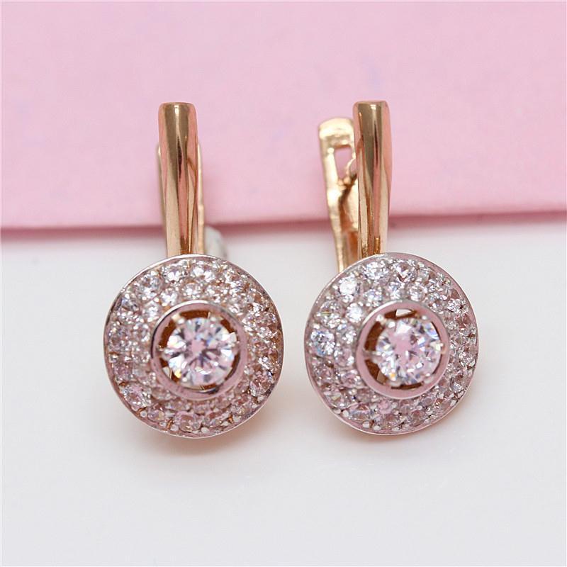 Purple Gold Inlaid Zircon Earrings Full Of Diamonds Classic Luxury Temperament Solid Rose Gold Plated Earrings
