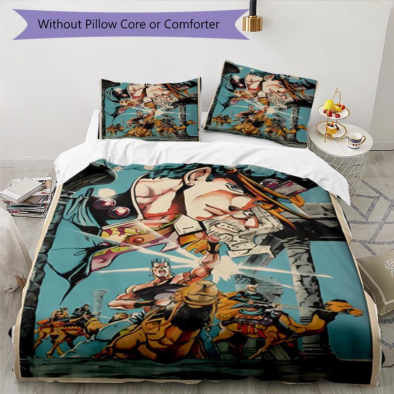 3pcs JoJo's Bizarre Adventure1 pattern bedding set duvet cover set includes duvet cover &pillowcases, perfect all season bedroom decoration & gift