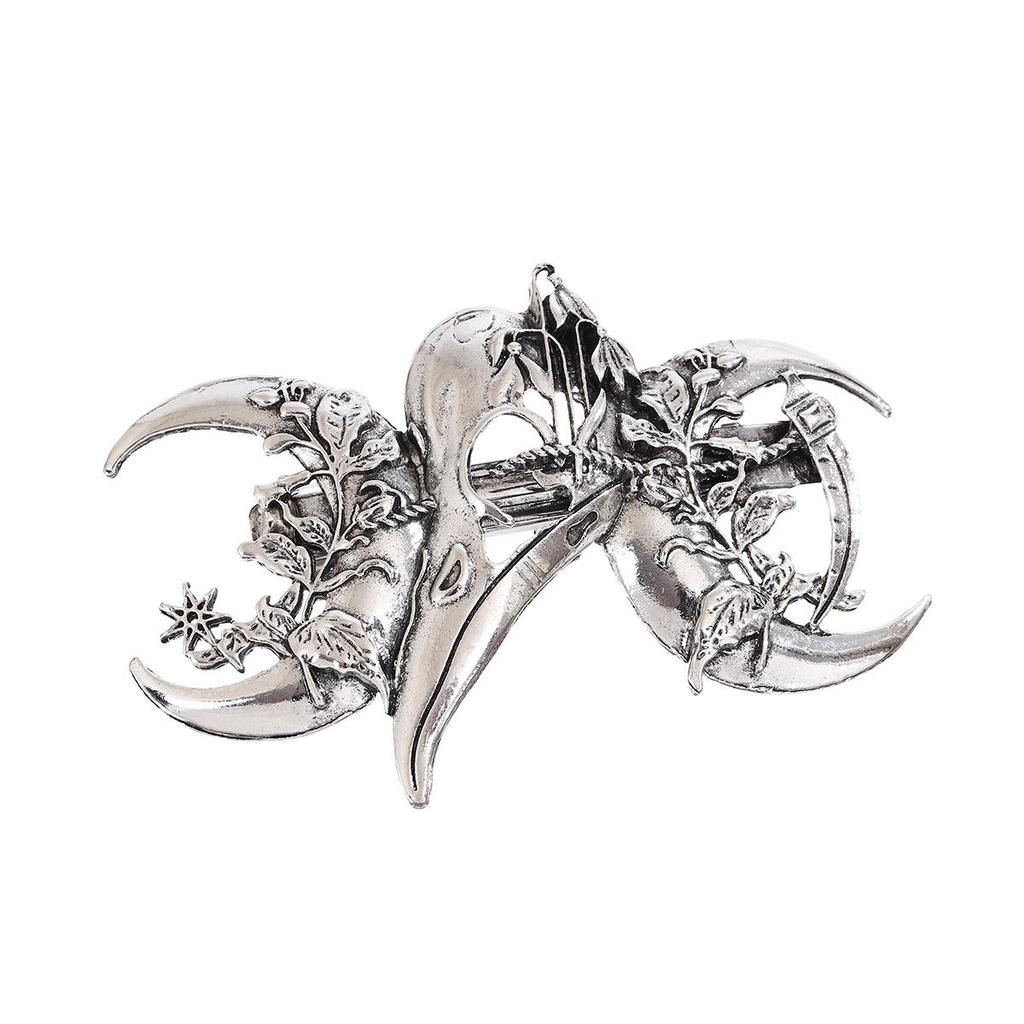 Retro Viking Raven Leaf Moon Hammer Hair Clip - Punk Style Accessory