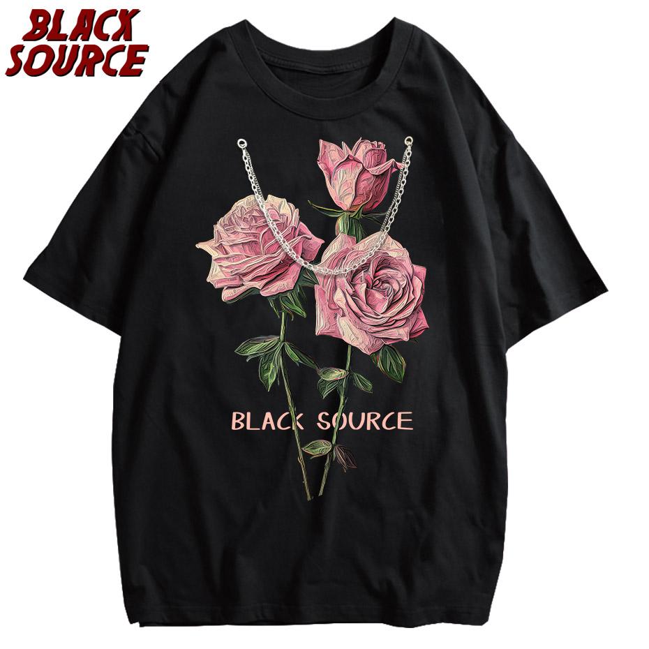 

Hip Hop Men Streetwear TShirt Retro Vintage Washed Anime Graphic T Shirt Men Harajuku Cotton Casual Short Sleeve rose Tshirt S