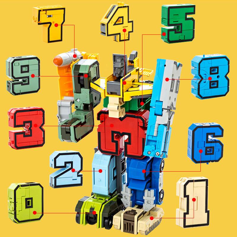 DIY Creative Building Blocks Educational Toys Assembling Action Figure Transformation Number Robot Deformation Robot Toy for Kid