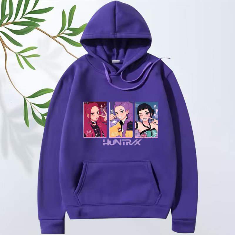 

Худи K-Pop Охотники на демонов Мужское Женское Удобное Аниме Винтажное Высокого Качества Осень Зима Длинный Рукав Принт Графика Оверсайз Худи 3XL фиолетовый