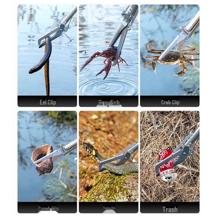 Yellow Eel Clip: Multifunctional, Lengthened, Stainless Steel Crab and Loach Pliers with Non-slip Folding Design.