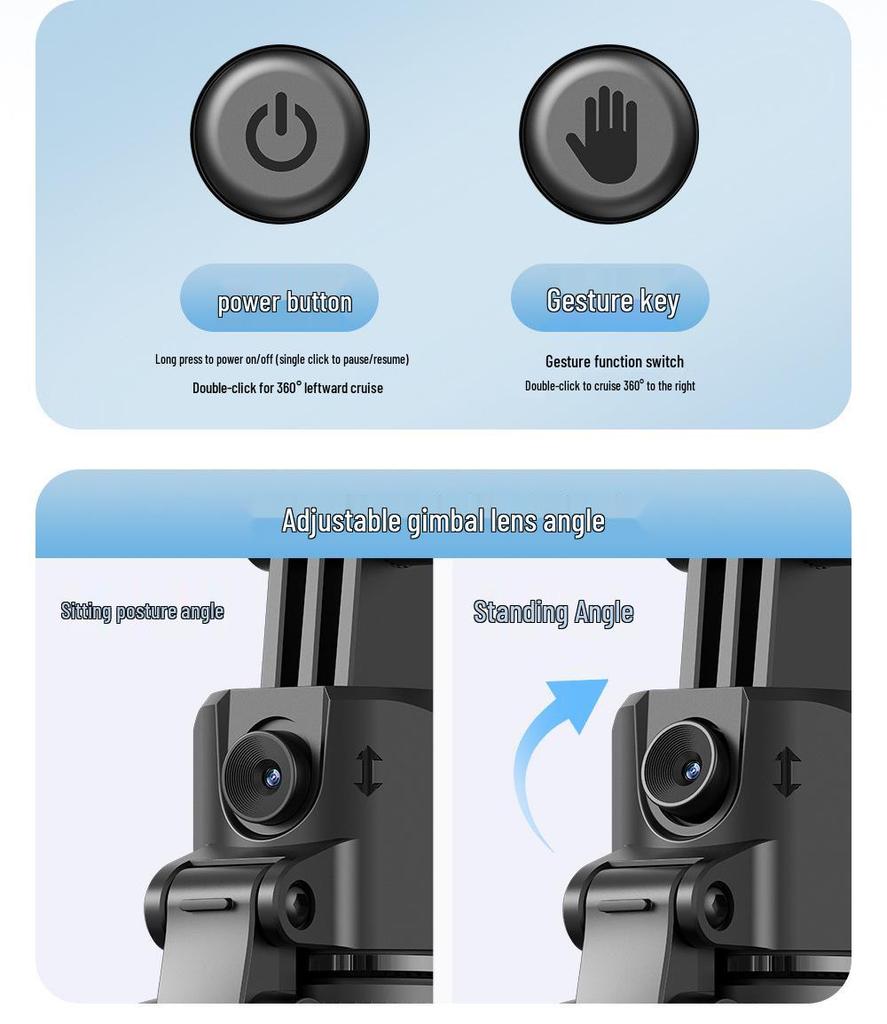 C17 AI Face Tracking Selfie Stick: Mobile Phone Stand, Desktop Tripod, Handheld Selfie Stick, Floor Tracking.
