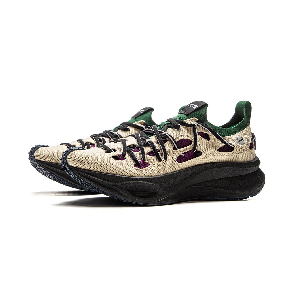 Li Ning Cushioning Slip Resistant Abrasion Resistant Low top Casual Running Shoes Unisex Umber Green AZGV047-1