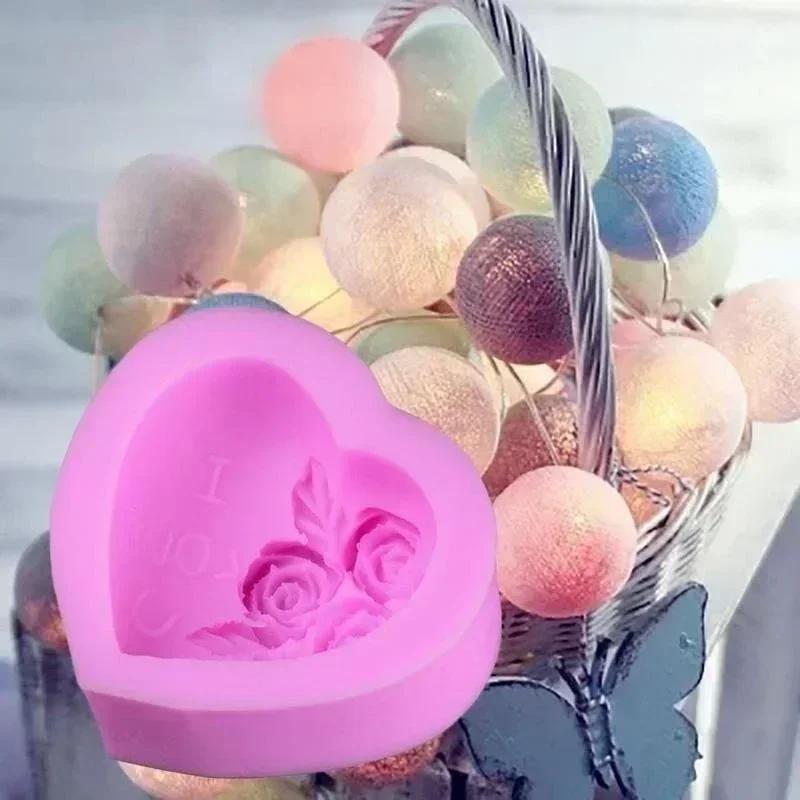 Handmade Diy Creative Rose Love Shape Silicone Mold Romantic Valentine's Day Chocolate Candy Molds Cake Decor Candle Mould